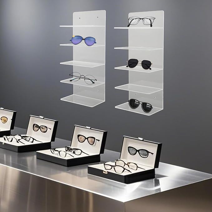 JOMCYDM 2PCS Sunglasses Holder Rack, 5 Tier Eye Glasses Shelf, Optometry Stores - Image 2