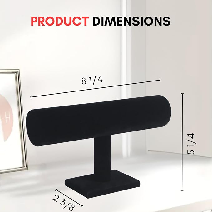 Novel Box Black Velvet T-Bar Bracelet Display Stand - Image 2