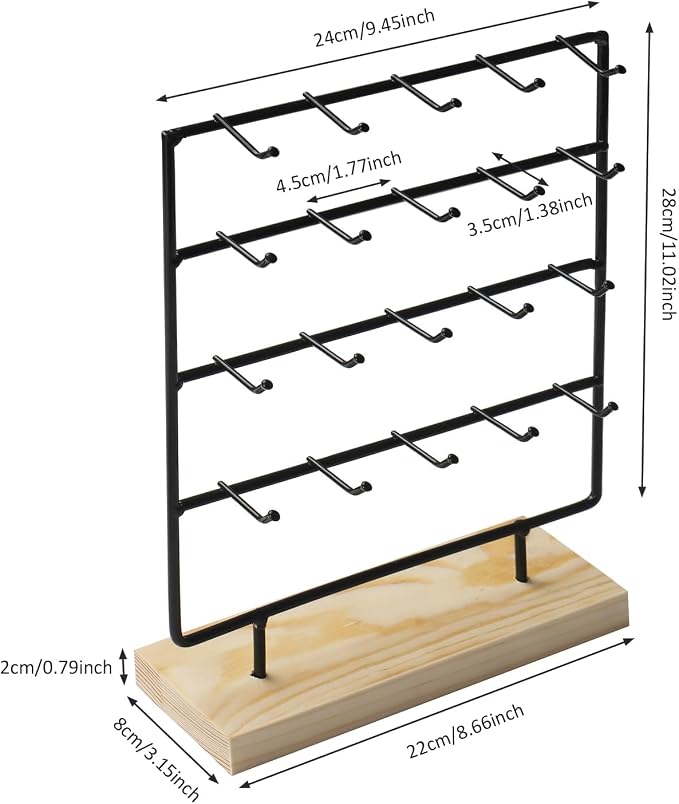 Earring Stand Display for Selling, Wood Earring Rack Tower Display Holder Stand - Image 2