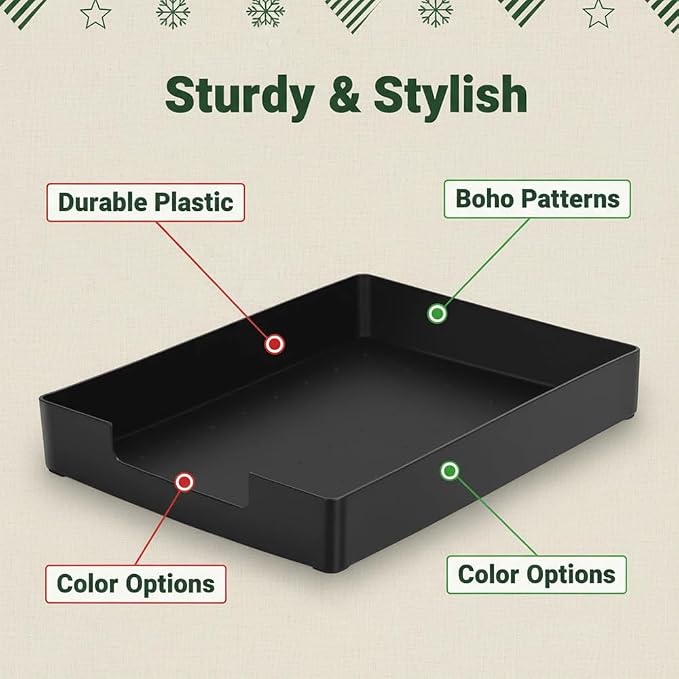 Letter-Size Tray, Desk Drawer Organizer, A4 Plastic Paper Tray, Stackable - Image 3