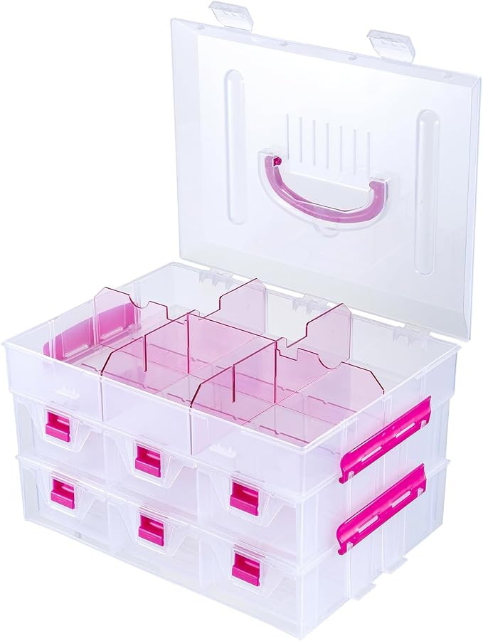 MyGift 11 Inch Clear Arts and Crafts Stackable Container, Sewing Supplies - Image 7