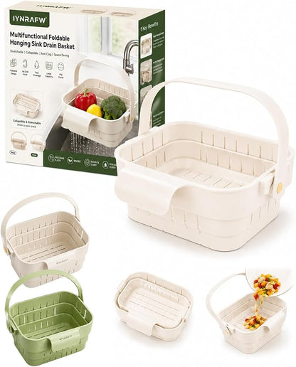 Multifunctional Foldable Hanging Sink Drain Basket Plastic Stretchable Kitchen by Unknown