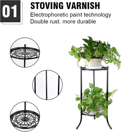 19. Plant Stand for Flower Pot Heavy Duty Potted Holder, 2 Tiers Tall Planter - Image 2
