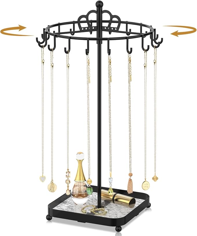 MODOWEY Rotating Metal Necklace Holder Organizer Stand by MODOWEY
