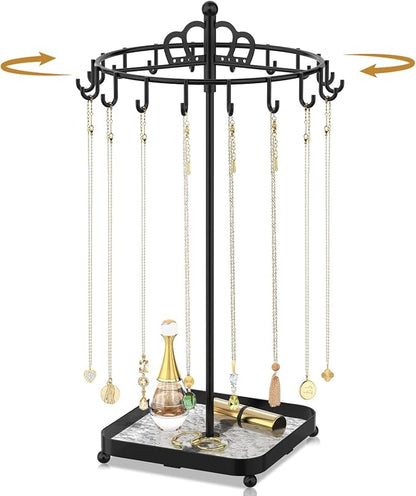 MODOWEY Rotating Metal Necklace Holder Organizer Stand by MODOWEY