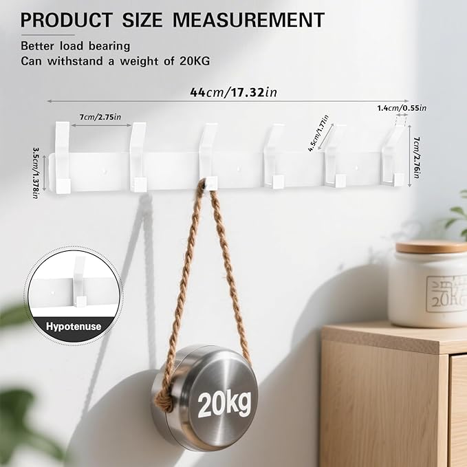 2 Pack Coat Rack Wall Mount, 17.3 in Wall Hooks - Image 2