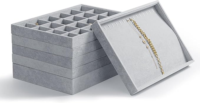 Oirlv Velvet Jewelry Tray 24 Grid liner Pendant Earrings Organizer Storage - Image 6