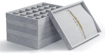 Oirlv Velvet Jewelry Tray 24 Grid liner Pendant Earrings Organizer Storage - Image 6