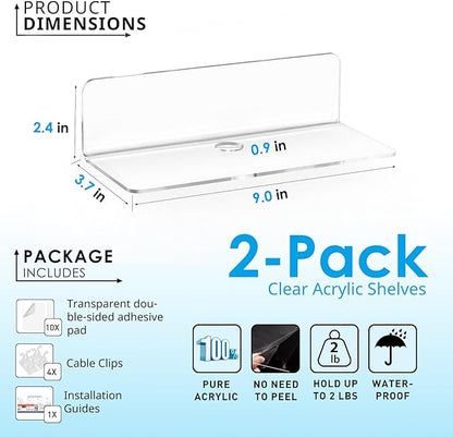 OAPRIRE Clear Acrylic Floating Shelves Set of 2 - Image 2