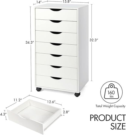 TUSY 7 Drawer Storage Organizer on Wheels, Mobile File Cabinet - Image 3