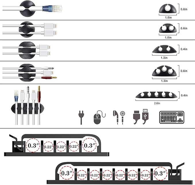 ELII 302PCS Cable Management Kit 4 Cable Sleeve, 45Cable Clips, 11Cable Holders - Image 7