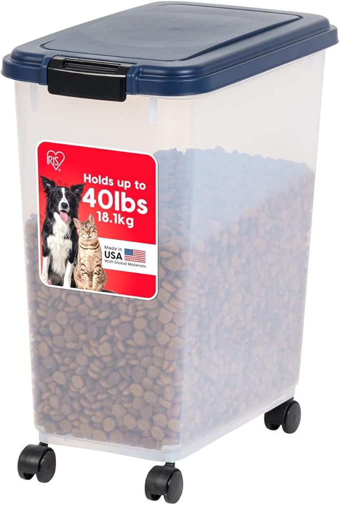 IRIS USA Airtight Dog Food Storage Container, Attachable Wheels, by IRISUSA