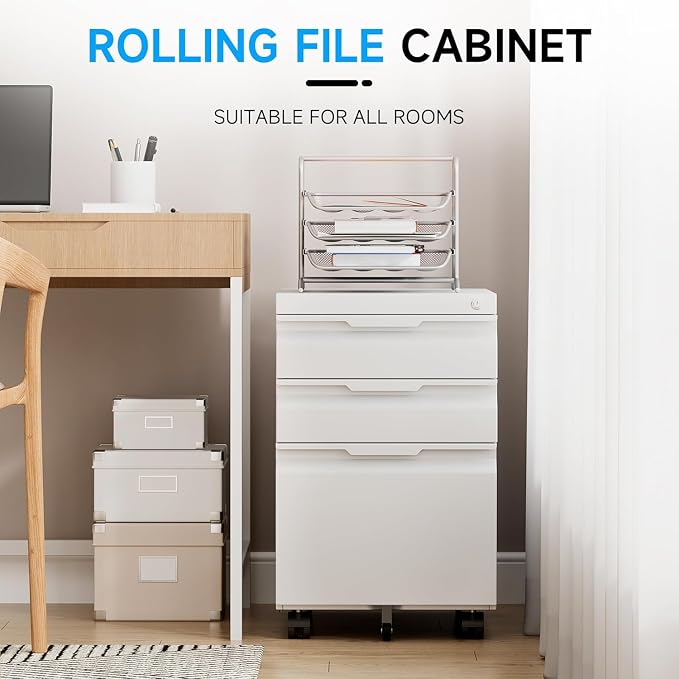 3 Drawer Mobile File Cabinet - Image 6