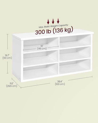 VASAGLE Shoe Bench, Storage Bench, 6 Compartments, Adjustable Shelves, - Image 3