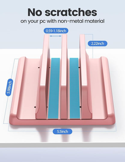 Vaydeer Vertical Laptop Stand for Desk, Dual Slots Plastic Laptop Holder - Image 4