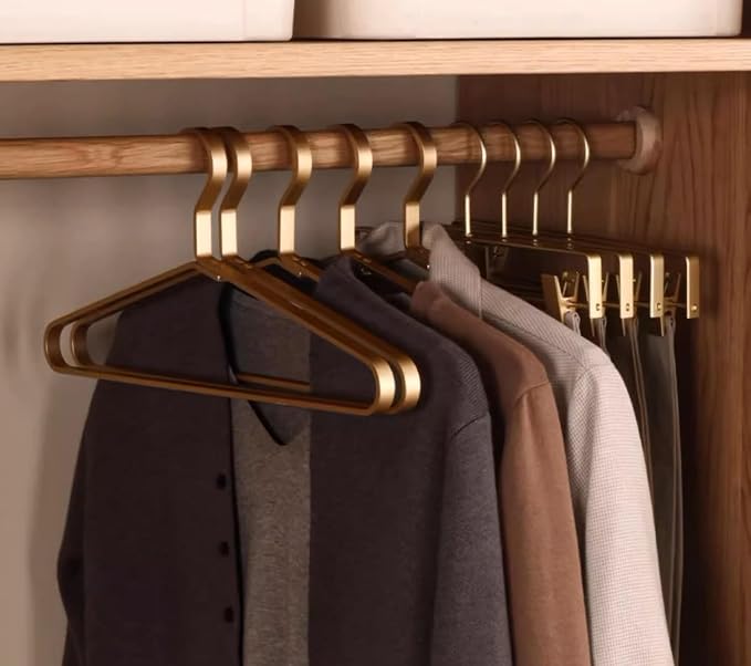 Premium Matte Gold Aluminum Coat Hangers 90 Piece Set, 16.5” Extra Smooth & - Image 7
