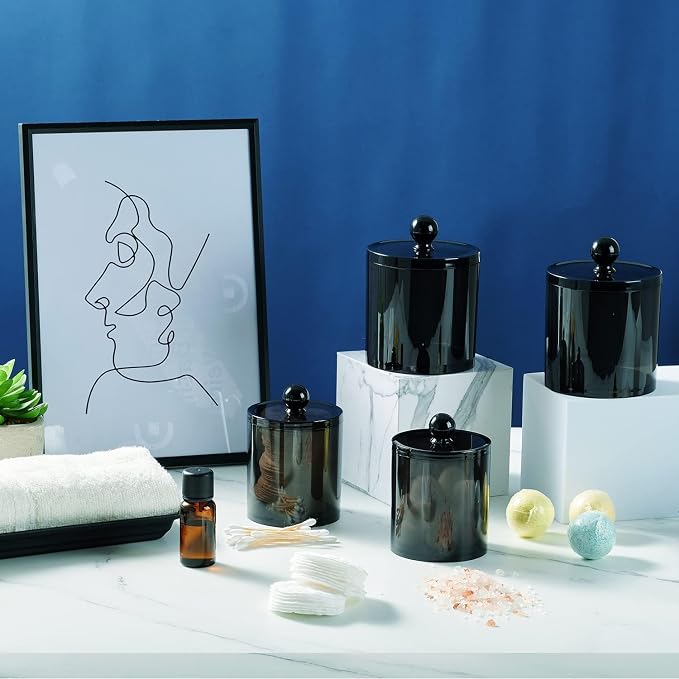 SheeChung 6 Pack Qtip Holder, 12oz & 10oz Acrylic Bathroom Organizer Set - Image 6
