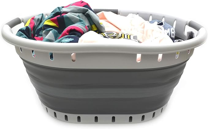 SAMMART 57L Collapsible 3-Handled Plastic Laundry Basket - Image 6