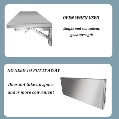 Stainless Steel Folding Wall Shelf, Stainless Steel Wall Mount Folding Table - Image 6