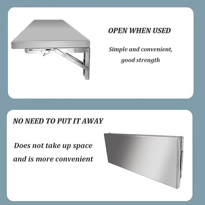 Stainless Steel Folding Wall Shelf, Stainless Steel Wall Mount Folding Table - Image 6