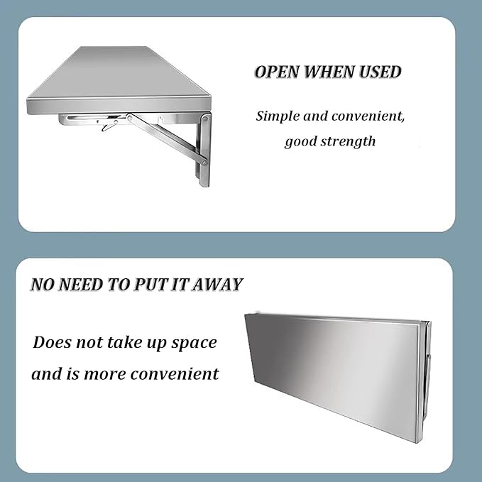 Stainless Steel Folding Table, Wall-Mounted Drop Leaf Table, Wall Mounted - Image 6