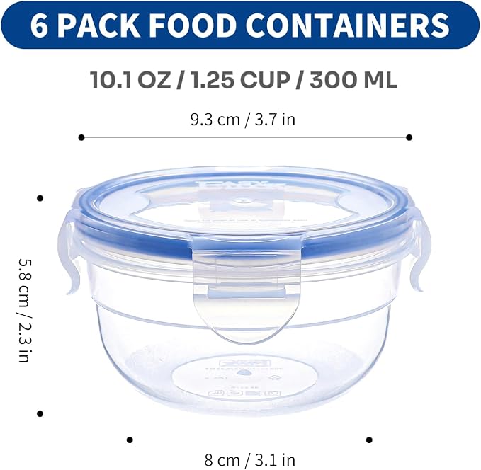 KIGI Round Food Storage Containers, Leak-Proof & Airtight, 6 Pack | Small - Image 4