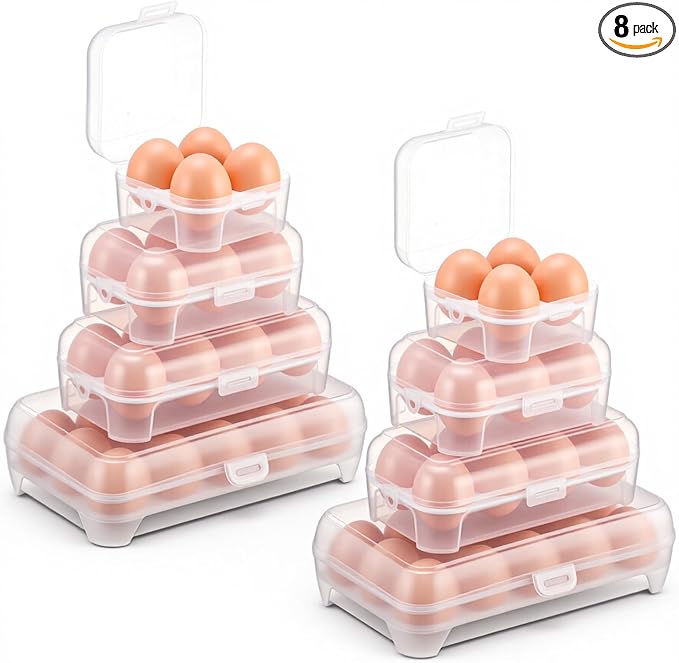 8 Pack Grid Egg Holder Plastic Clear Grid Egg Container Keeper Storage by Unknown