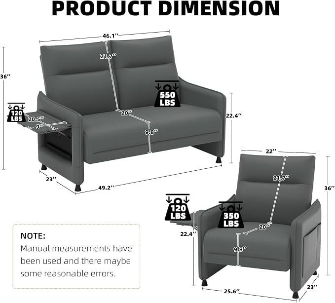 3-Piece Living Room Sofa Set, Faux Leather Loveseat & Accent Chairs Set of 2 - Image 2