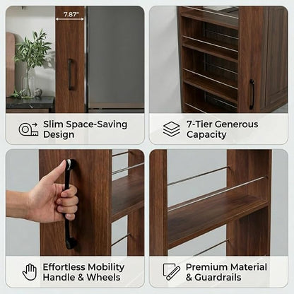 Slim Rolling Storage Cart, 7-Tier Pull-Out Spice Rack - Image 5