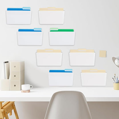 8 Pack White Plastic Single Pocket Hanging File Organizer, Wall Mount Paper - Image 4