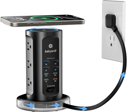 Kakyanill 115W USB Charging Station, Power Strip Tower, 9 AC Outlets by kakyanill