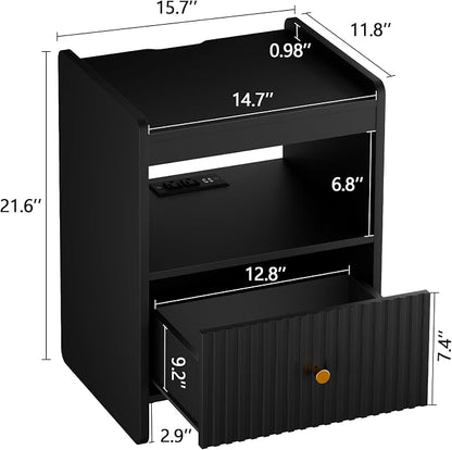 HIFYOBRO 21.6" Tall Fluted Nightstand, End Table - Image 3