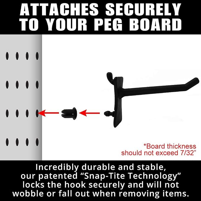 PegPro® 2" Hooks Kit for Standard “Wood Fiber” pegboard – Durable Plastic - Image 3