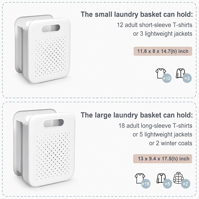 Goderewild Collapsible Laundry Basket, Space-Saving Wall-Mounted Hamper - Image 4