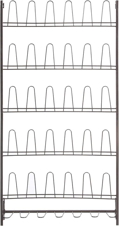 MyGift 5-Tier Wall Mounted Dark Brown Metal 18 Pair Boot and Shoe Storage Rack - Image 5