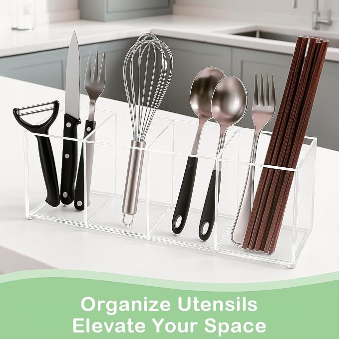 Clear Acrylic 4-Compartment Organizer Box, Small – Handcrafted, Eco-Friendly - Image 3