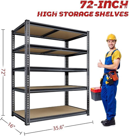 72" H Storage Shelves with Reinforced, 2000LBS Garage Shelving, Adjustable - Image 3