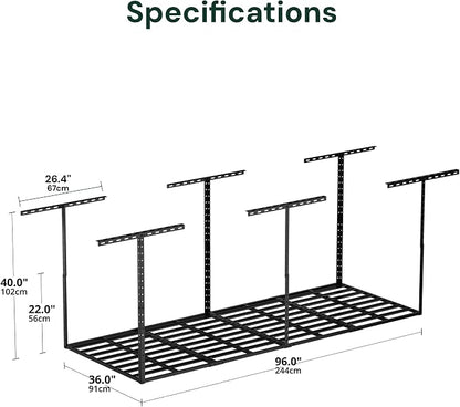 SunsGrove 3x8 Garage Storage Overhead Rack Organization, Adjustable Ceiling - Image 3