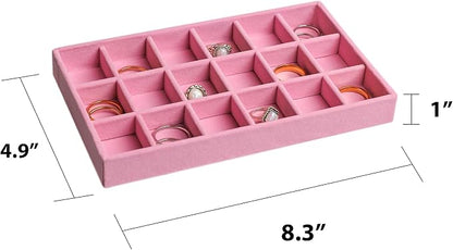 Frebeauty Jewelry Organizer Tray, Stackable Velvet Jewelry Trays, Drawer - Image 2