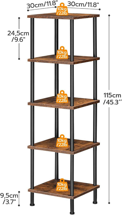 HOOBRO 5-Tier Corner Shelf Stand, Corner Square Rack Display Shelf, Tall - Image 3