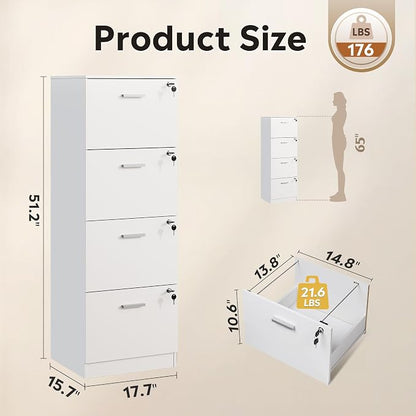 DEVAISE 4 Drawer Vertical File Cabinet, Wood Filing Cabinet - Image 3