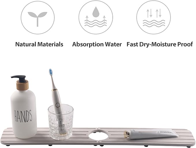 23.6inch x 4inch Kitchen Sink Faucet Mat, Water Absorbing Stone Faucet Splash - Image 5