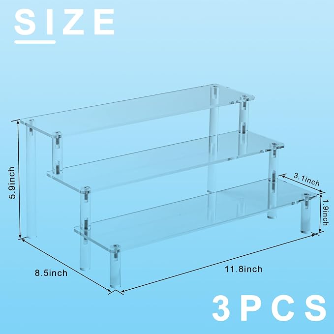 3PCS Acrylic Display Risers, 3 Tier Perfume Organizer, Display Shelf - Image 2