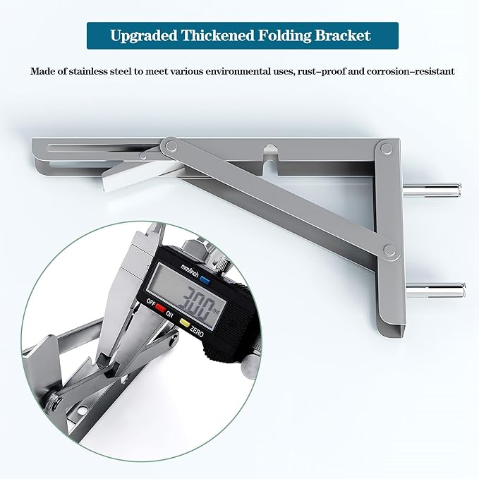 Wall Mounted Folding Table, 304 Stainless Steel Wall Folding Desk, Floating - Image 5