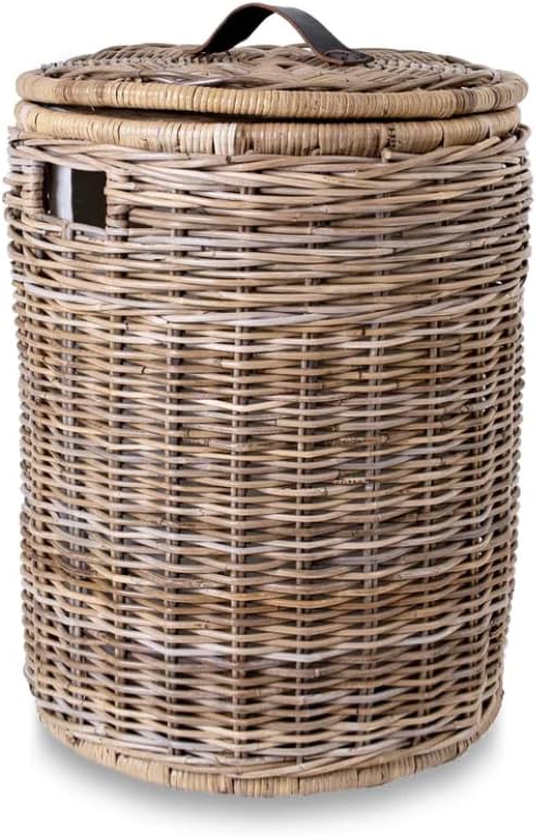 The Basket Lady Round Wicker Hamper | Wicker Laundry Hamper Nested Set of 2 - Image 2