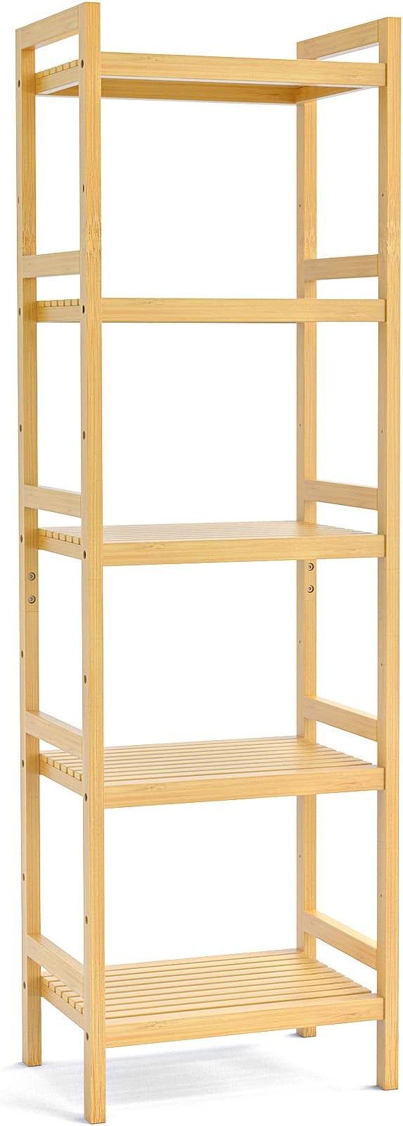 Homykic Bamboo Bookshelf, 5-Tier Narrow 55.9” Adjustable Book Shelf Bookcase - Image 8