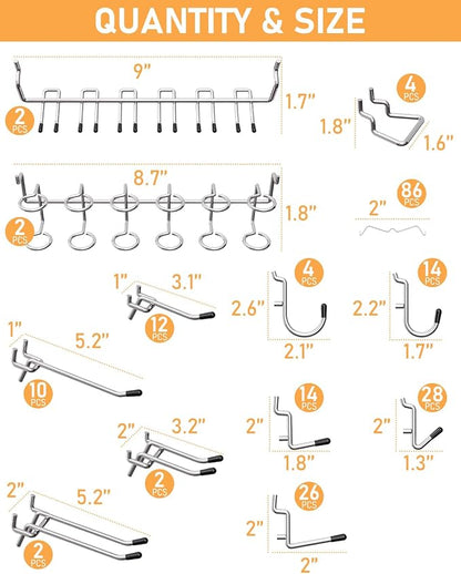 INCLY 1/4" Pegboard Hooks Set for Hanging - Image 5