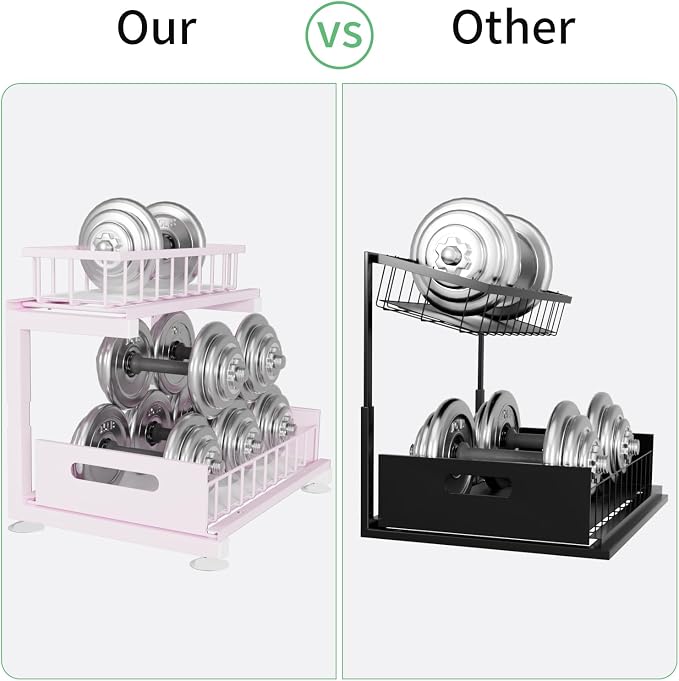 Under Sink Organizer Storage: Adjustable Height, 2 Tier L-Shaped Pull-Out Metal - Image 5
