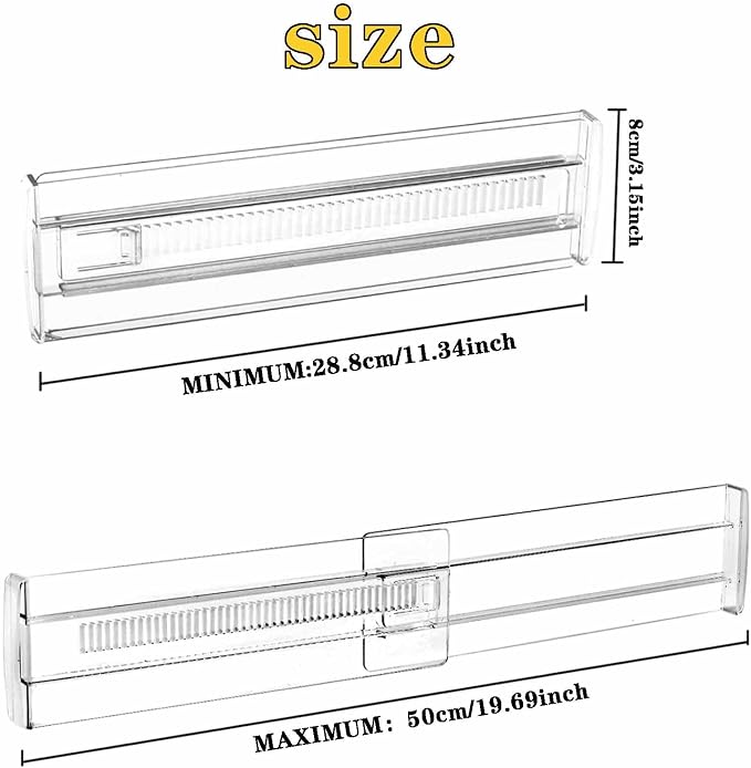 4 Pcs Drawer Dividers for Clothes, 3.15" High 11.34"-19.69" Adjustable - Image 2