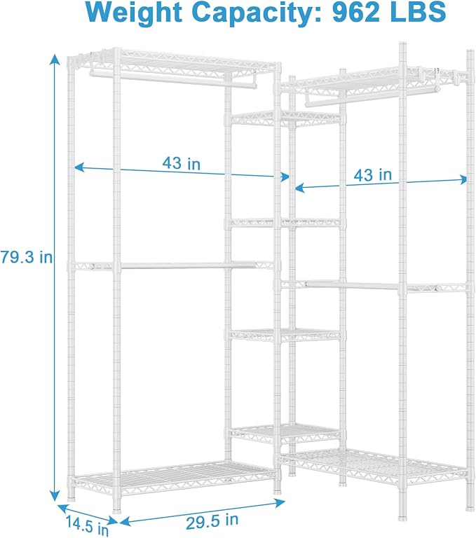 Ulif E4 Clothes Rack, Heavy-Duty Garment Rack, Metal Freestanding Clothing - Image 7